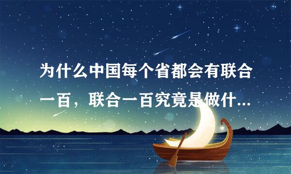 为什么中国每个省都会有联合一百，联合一百究竟是做什么的？联合的目的在哪里？