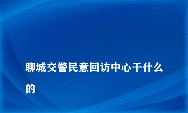 
聊城交警民意回访中心干什么的
