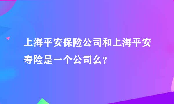 上海平安保险公司和上海平安寿险是一个公司么？