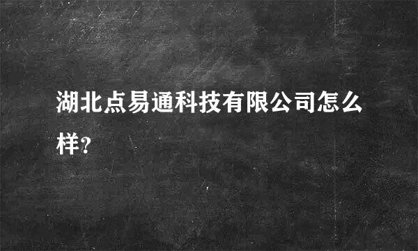 湖北点易通科技有限公司怎么样？