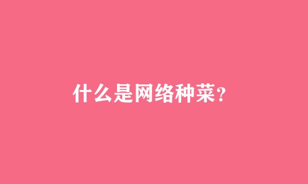 什么是网络种菜？