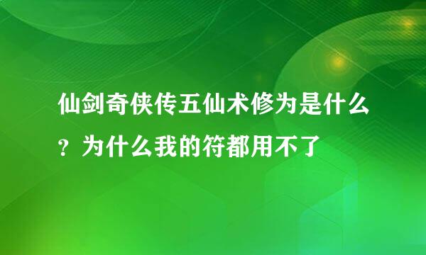 仙剑奇侠传五仙术修为是什么？为什么我的符都用不了