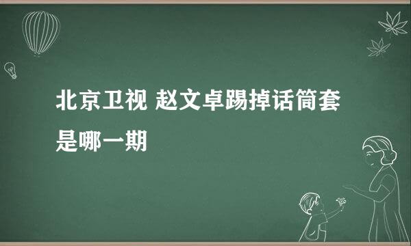 北京卫视 赵文卓踢掉话筒套是哪一期