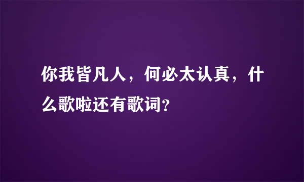 你我皆凡人，何必太认真，什么歌啦还有歌词？