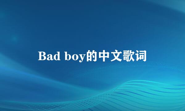 Bad boy的中文歌词