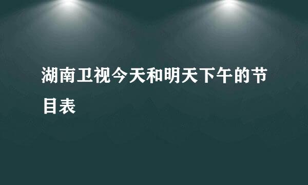 湖南卫视今天和明天下午的节目表