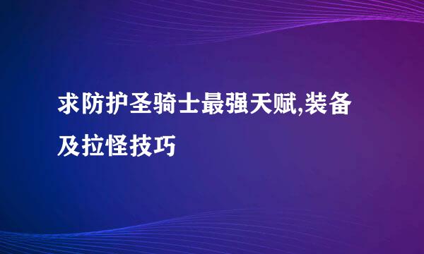 求防护圣骑士最强天赋,装备及拉怪技巧