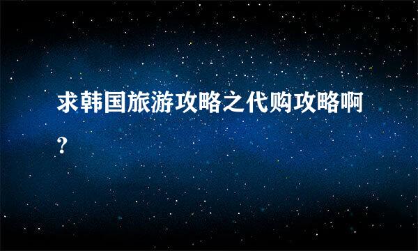 求韩国旅游攻略之代购攻略啊？