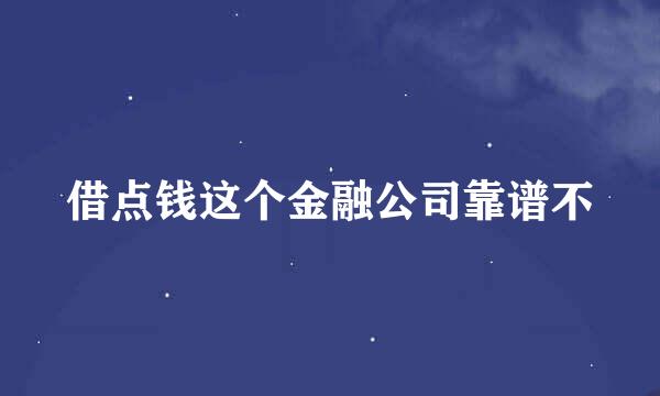 借点钱这个金融公司靠谱不