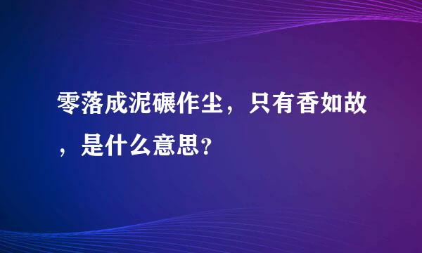 零落成泥碾作尘，只有香如故，是什么意思？