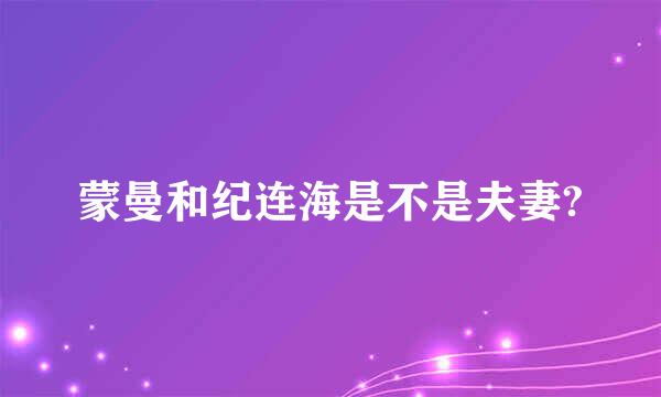 蒙曼和纪连海是不是夫妻?