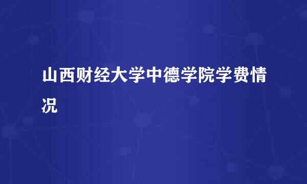 山西财经大学中德学院学费情况