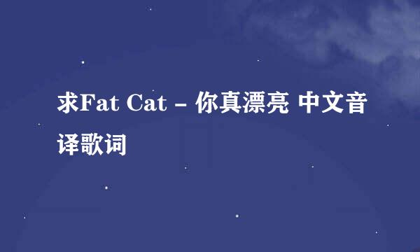 求Fat Cat - 你真漂亮 中文音译歌词