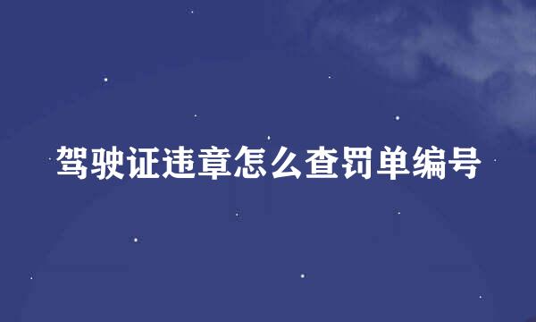 驾驶证违章怎么查罚单编号