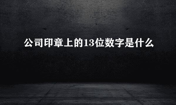 公司印章上的13位数字是什么