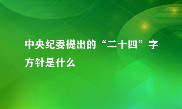 中央纪委提出的“二十四”字方针是什么