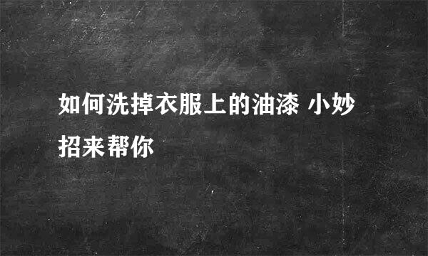 如何洗掉衣服上的油漆 小妙招来帮你