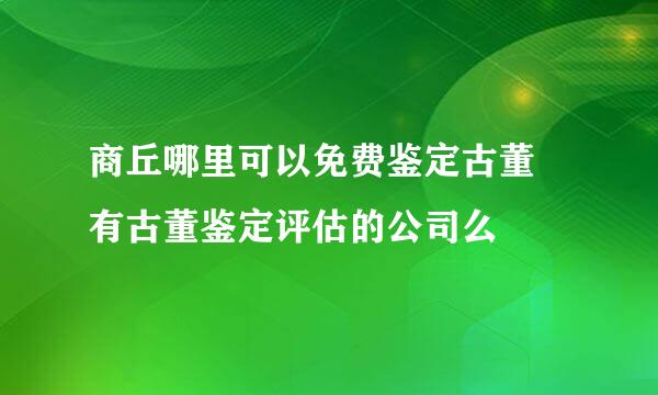 商丘哪里可以免费鉴定古董 有古董鉴定评估的公司么