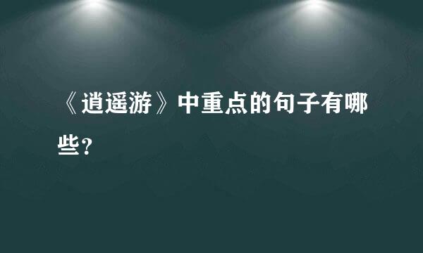 《逍遥游》中重点的句子有哪些？