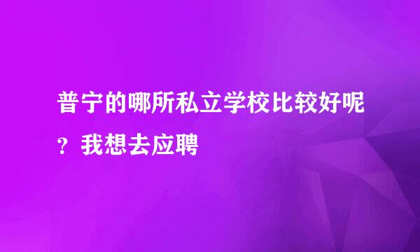 普宁的哪所私立学校比较好呢？我想去应聘