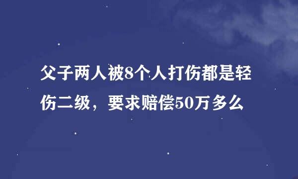 父子两人被8个人打伤都是轻伤二级，要求赔偿50万多么