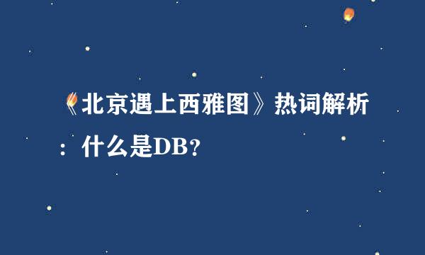 《北京遇上西雅图》热词解析：什么是DB？