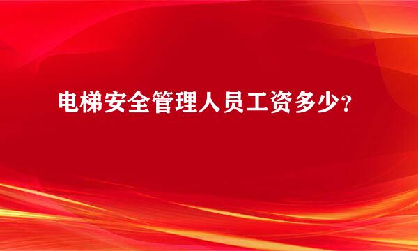 电梯安全管理人员工资多少？