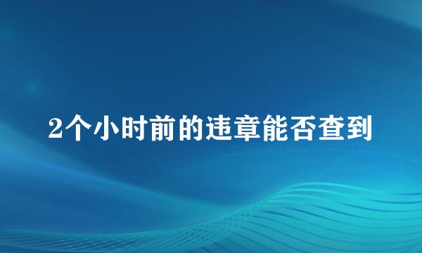 2个小时前的违章能否查到