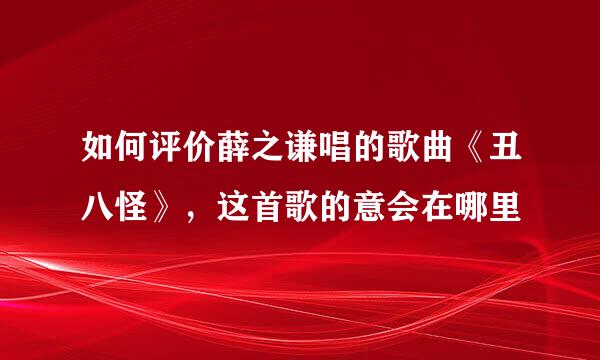 如何评价薛之谦唱的歌曲《丑八怪》，这首歌的意会在哪里