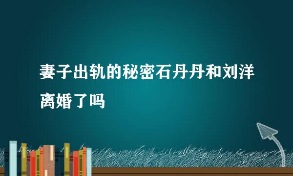 妻子出轨的秘密石丹丹和刘洋离婚了吗