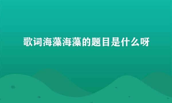 歌词海藻海藻的题目是什么呀