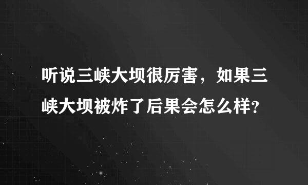 听说三峡大坝很厉害，如果三峡大坝被炸了后果会怎么样？