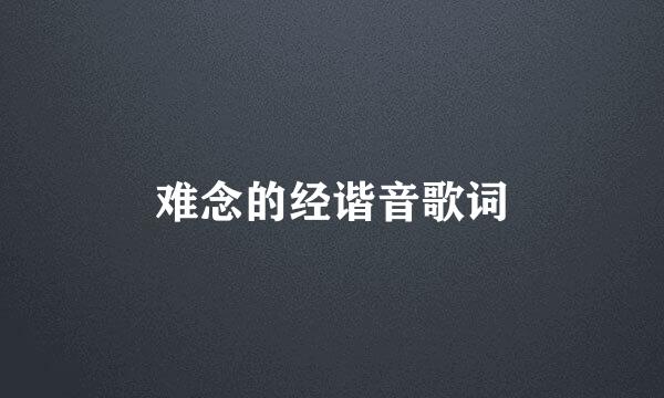 难念的经谐音歌词