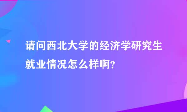 请问西北大学的经济学研究生就业情况怎么样啊？