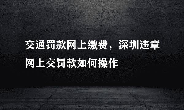 交通罚款网上缴费，深圳违章网上交罚款如何操作