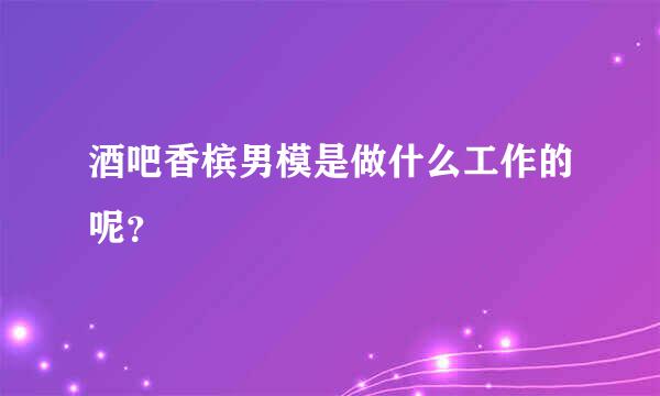 酒吧香槟男模是做什么工作的呢？