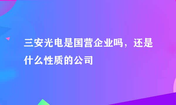 三安光电是国营企业吗，还是什么性质的公司