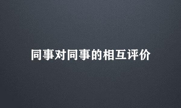 同事对同事的相互评价