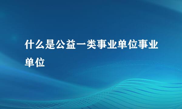 什么是公益一类事业单位事业单位