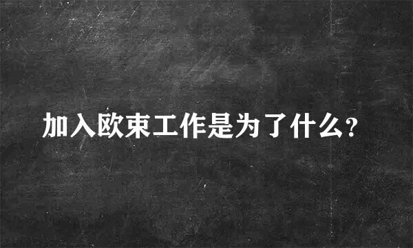 加入欧束工作是为了什么？