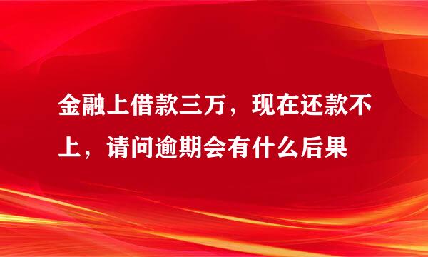 金融上借款三万，现在还款不上，请问逾期会有什么后果