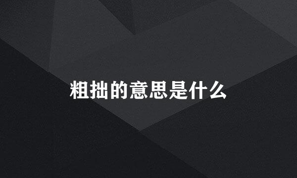 粗拙的意思是什么