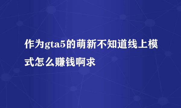 作为gta5的萌新不知道线上模式怎么赚钱啊求