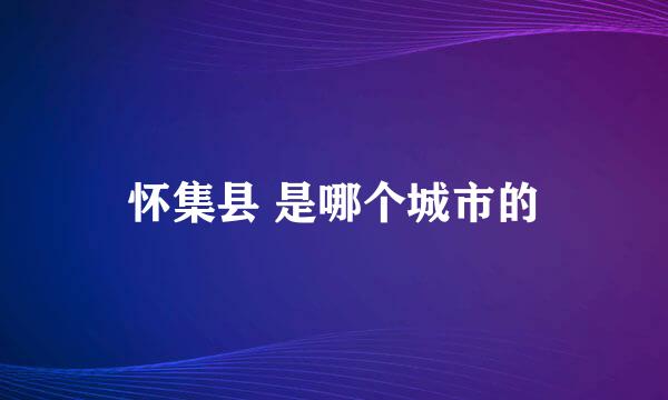 怀集县 是哪个城市的