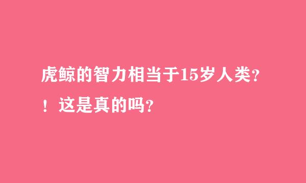 虎鲸的智力相当于15岁人类？！这是真的吗？