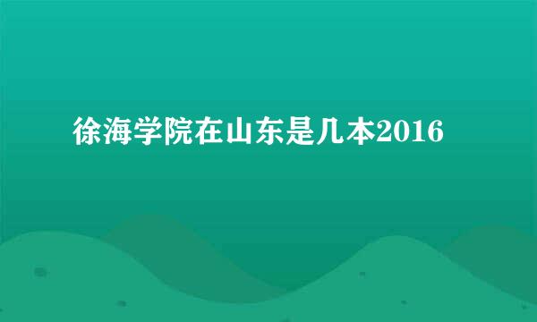 徐海学院在山东是几本2016