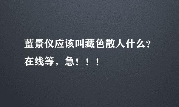 蓝景仪应该叫藏色散人什么？在线等，急！！！