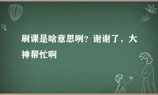 刷课是啥意思咧？谢谢了，大神帮忙啊