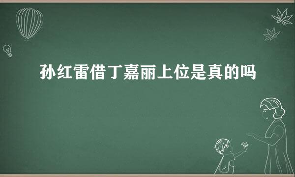 孙红雷借丁嘉丽上位是真的吗