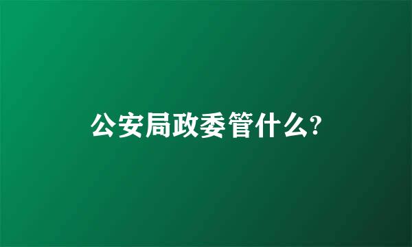 公安局政委管什么?